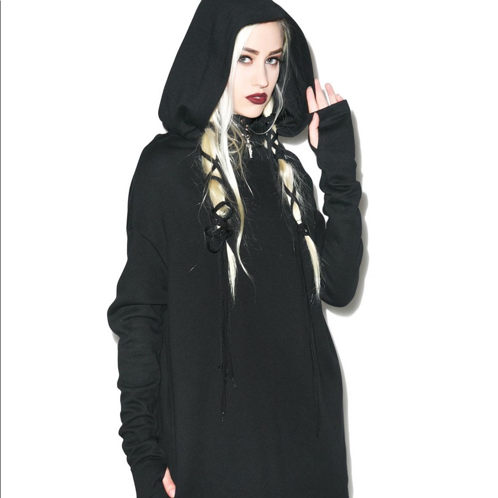 Killstar Ritual Hoodie Dress black S Gothic Witch